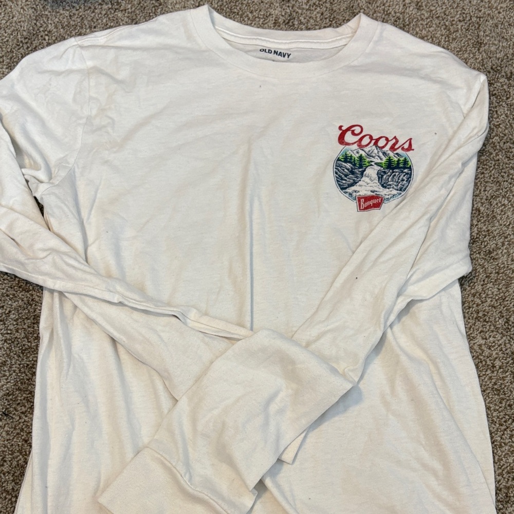 Old Navy White Coors Graphic Long Sleeve Tee